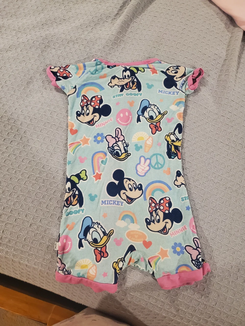 Little Sleepies Disney One-Piece Romper with Pink Trim